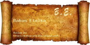 Bakos Etelka névjegykártya